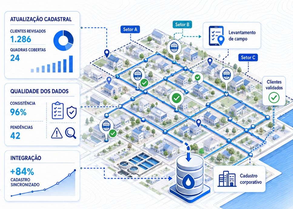 Mapa técnico de atualização cadastral e integração ao cadastro corporativo
